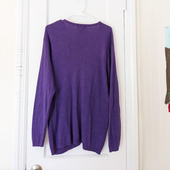 Vintage 70% Silk Ribbed Knit Cardigan in Purple by Kevo Woman - Picture 3 of 7